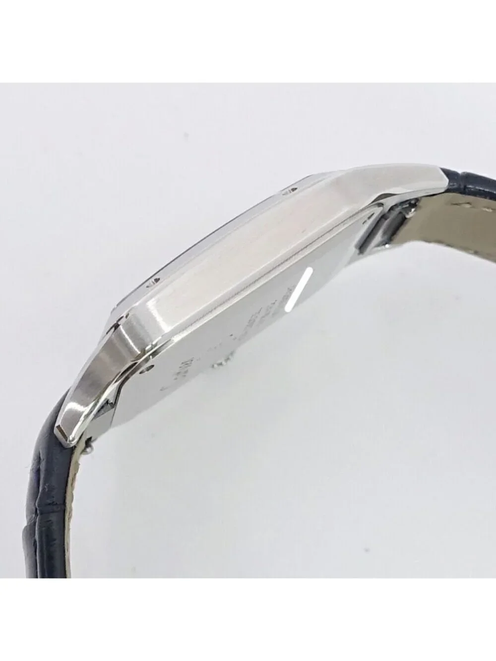 Cartier Santos Dumont LM Watch SS Silver Quartz Leather Box Card